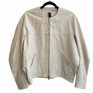 Maria Cornejo Lambskin Leather Full Zip Koya Bomber Jacket Cream Size M